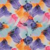 Tegnet blomster på lilla/orange/pink - Viskose jersey