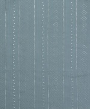 Støvet gråblå m. hulmønster i striber - Broderie Anglaise