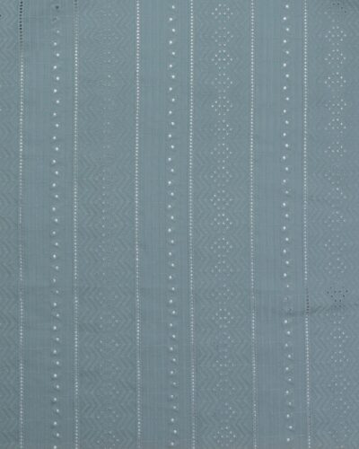 Støvet gråblå m. hulmønster i striber - Broderie Anglaise