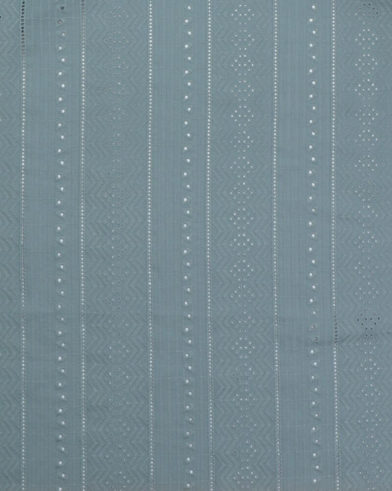 Støvet gråblå m. hulmønster i striber - Broderie Anglaise - Image 3