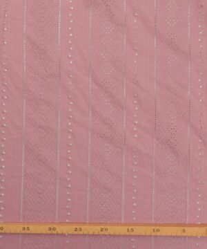Gammelrosa m. hulmønster i striber - Broderie Anglaise