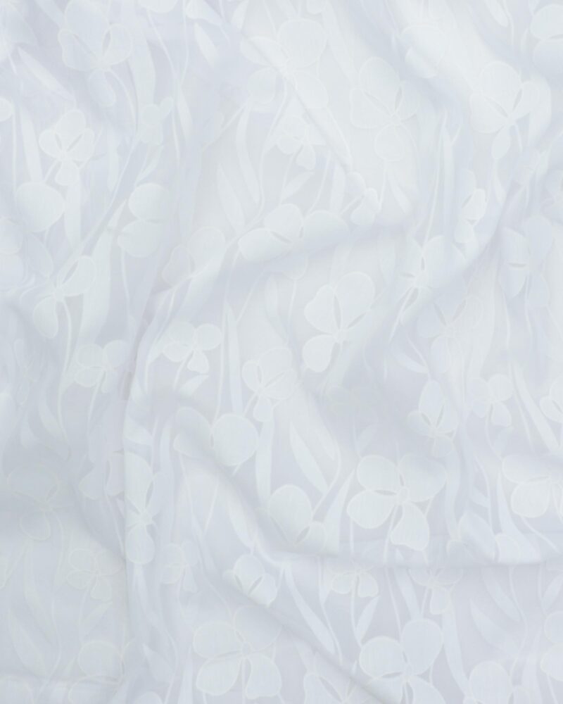 Hvid transparent med blomster - Bomuld/polyester