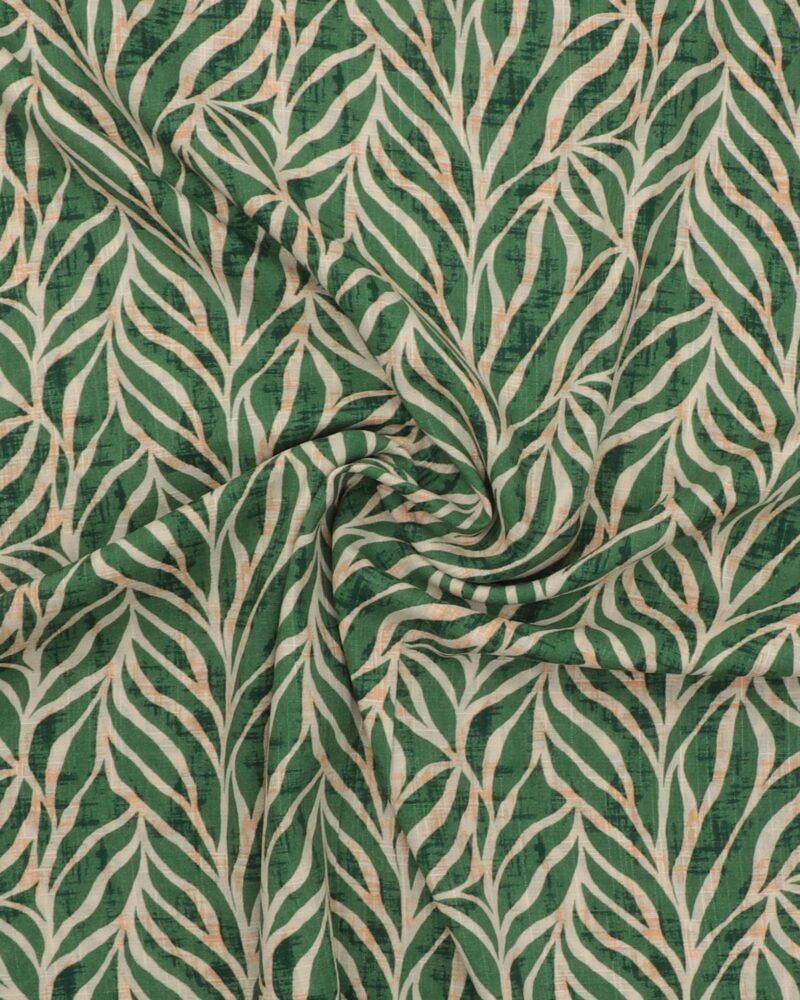 Mønster i grøn/lys beige - Bomuld/viskose - Image 3