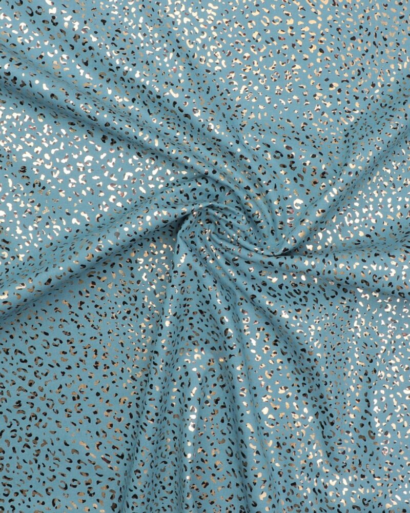 Lyseblå m. folietrykt dyremønster - Denim (skjortekvalitet) - Image 3