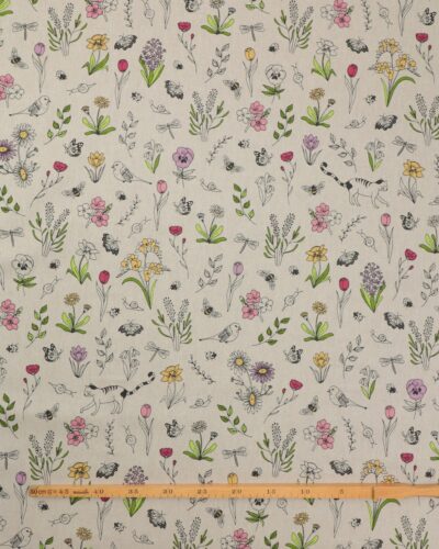Kat, fugl, sommerfugl, blomster mm. - Boligtekstil