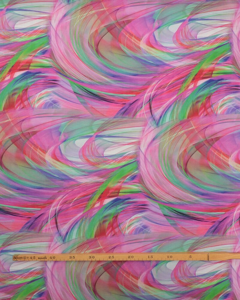 Mønster i cerise/pink/lilla/grøn - Viskose/polyester - Image 2