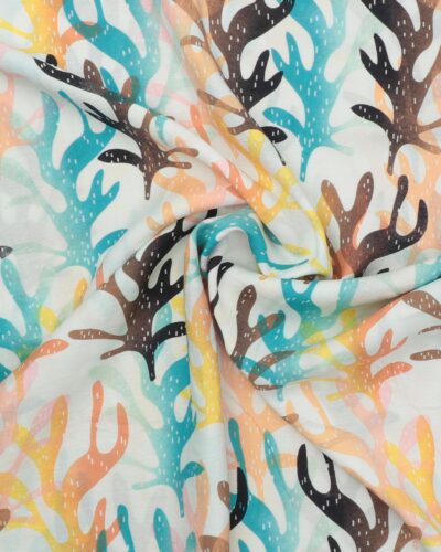 Brun/turkis/fersken/gul - Viskose/polyester 7 Brun/turkis/fersken/gul - Viskose/polyester