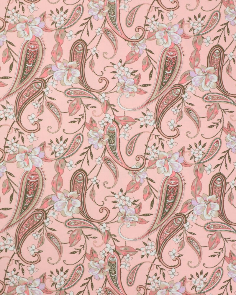 Lyserød med sjalsmønster og blomster - Viskose/polyester