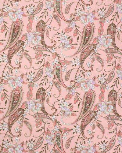 Lyserød med sjalsmønster og blomster - Viskose/polyester
