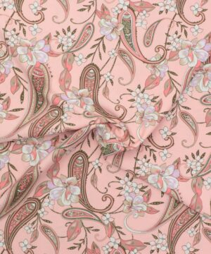 Lyserød med sjalsmønster og blomster - Viskose/polyester
