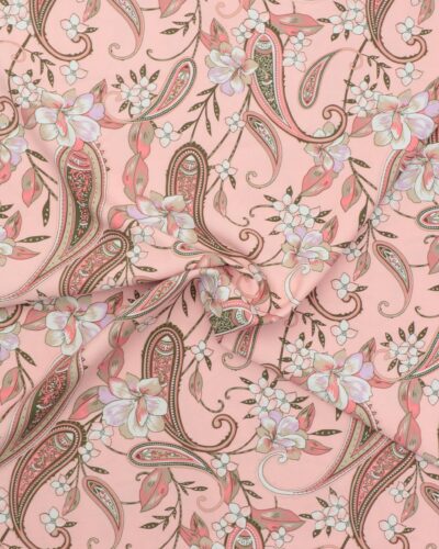 Lyserød med sjalsmønster og blomster - Viskose/polyester