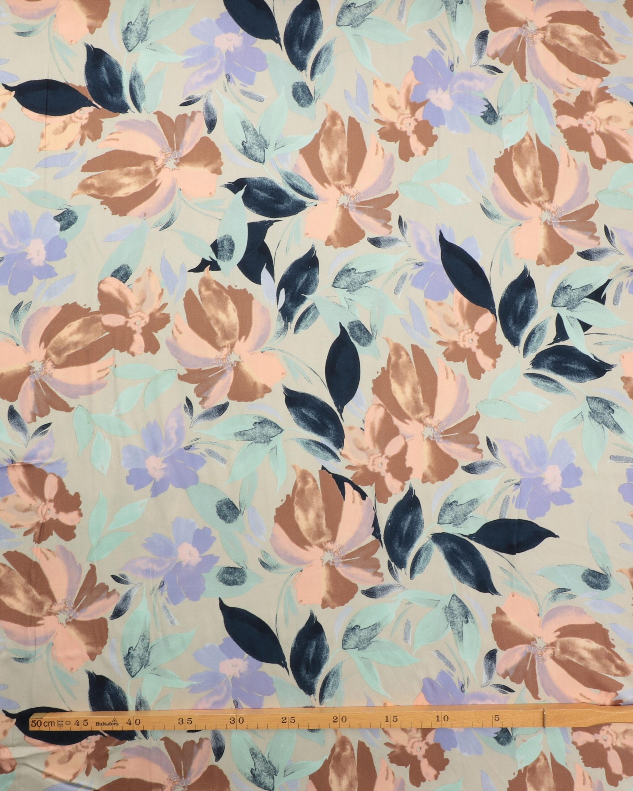 Blomster lilla/brun/blå - Viskose 4 Blomster lilla/brun/blå - Viskose - Billede 2