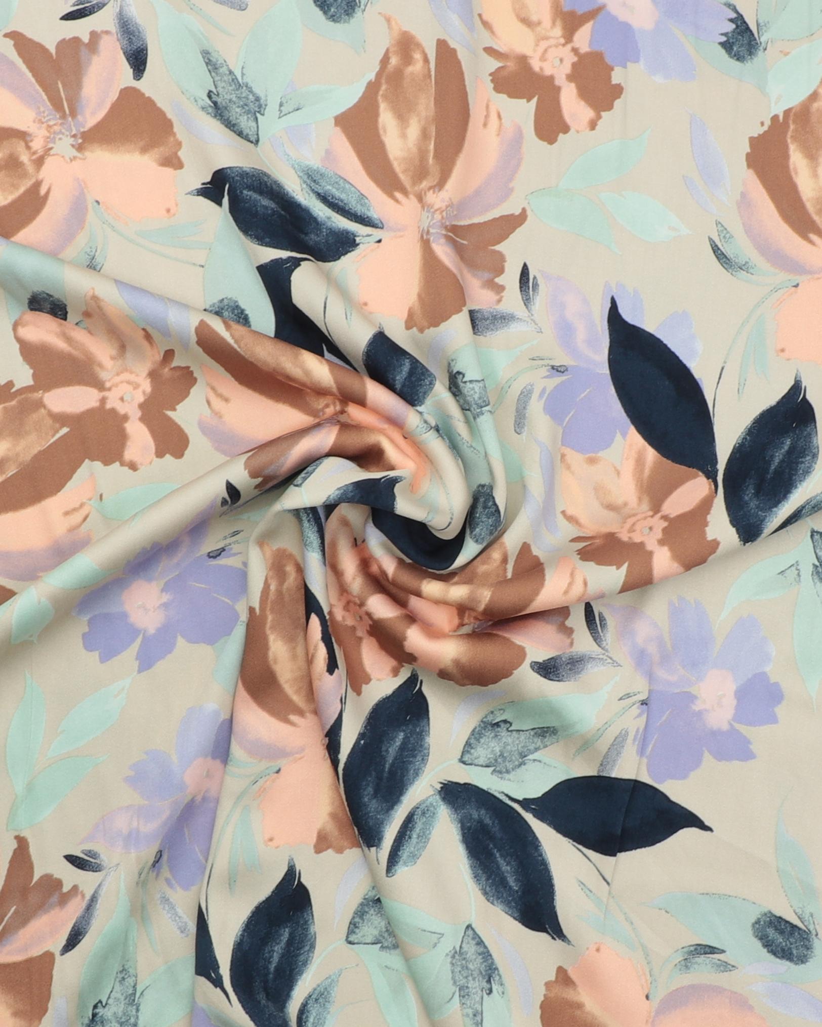 Blomster lilla/brun/blå - Viskose 5 Blomster lilla/brun/blå - Viskose - Billede 3