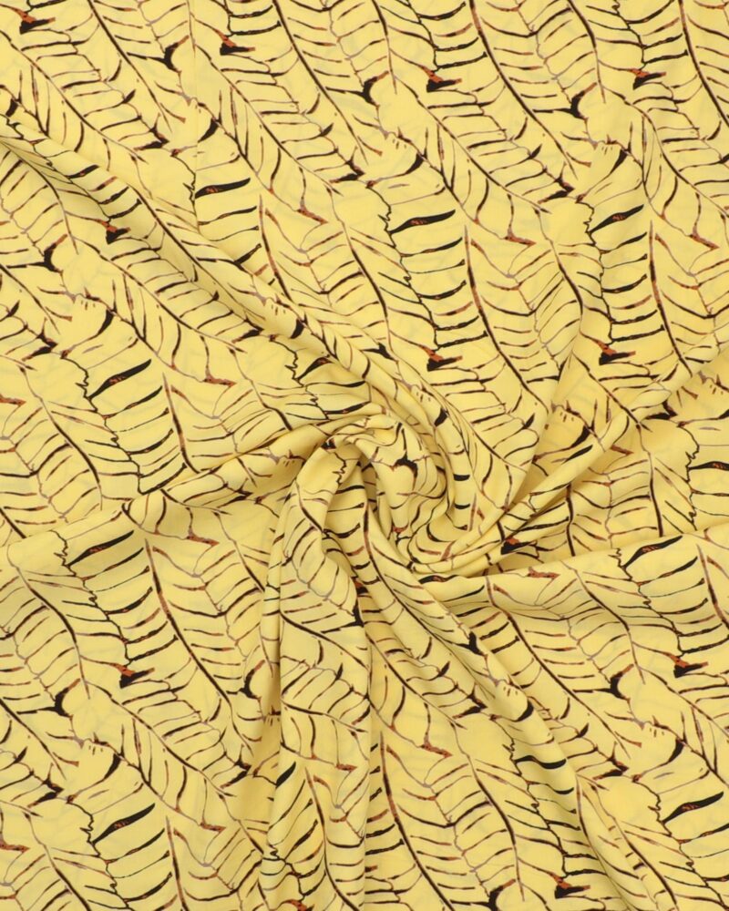 Gul med bladmønster - Viskose - Image 3