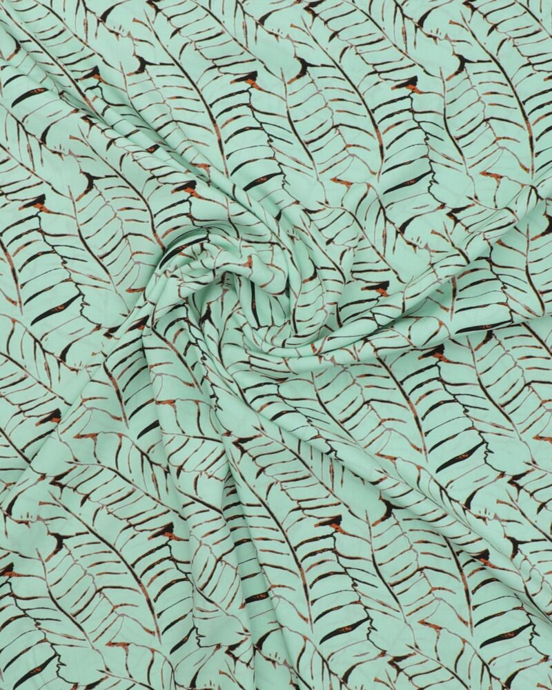 Mint med bladmønster - Viskose - Image 3