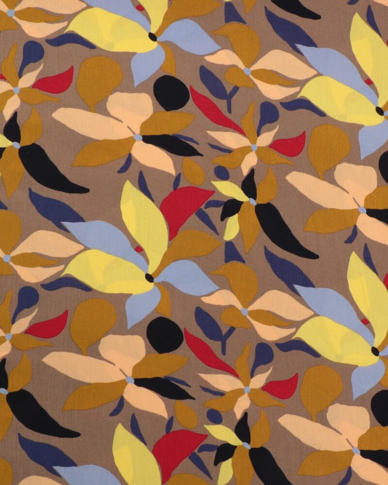 Nougat m. karry/blålilla/sort/melon - Creppet viskose