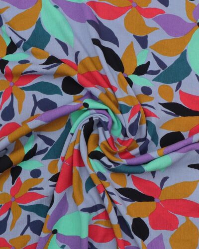 Lyselilla m. petrol/mint/rød/sennep - Creppet viskose 7 Lyselilla m. petrol/mint/rød/sennep - Creppet viskose