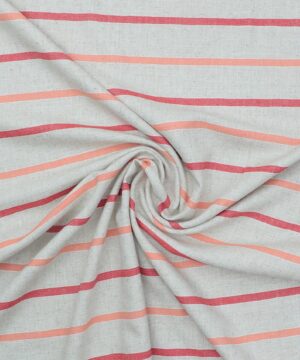 Lys natur m. rød/fersken stribe - Viskose/hør/polyester