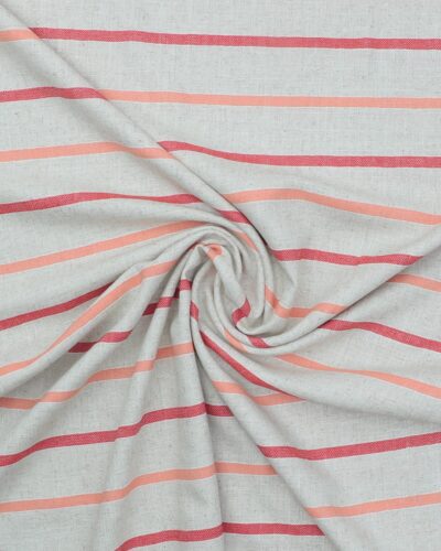 Lys natur m. rød/fersken stribe - Viskose/hør/polyester 7 Lys natur m. rød/fersken stribe - Viskose/hør/polyester