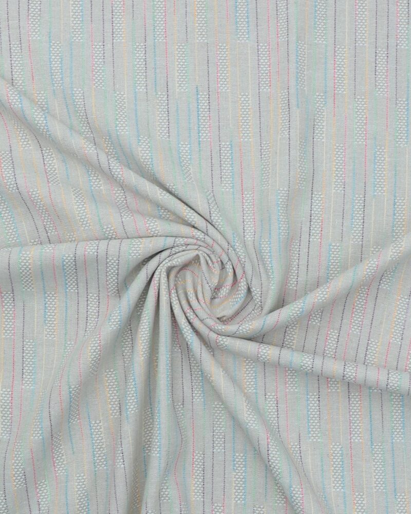 Lys natur m. lodrette striber - Viskose/hør/polyester/bomuld - Image 3