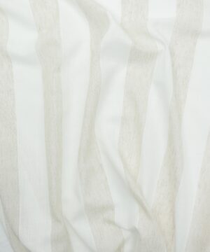 Offwhite/lys beige striber - Gardinstof