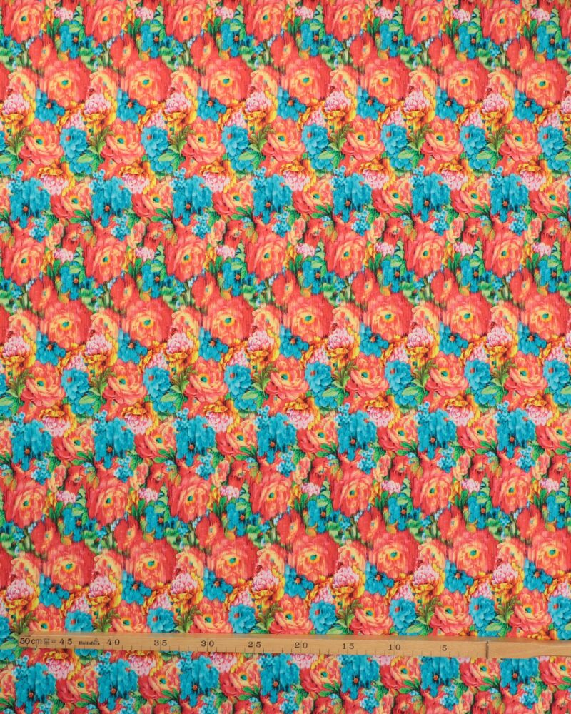 Orange/gule/turkis blomster - Jersey - Image 2