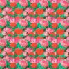 Rød/pink blomster på grøn - Jersey