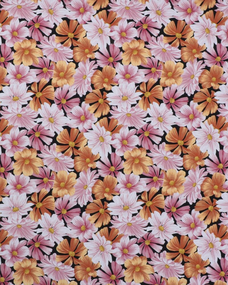 Blomster på sort - French Terry