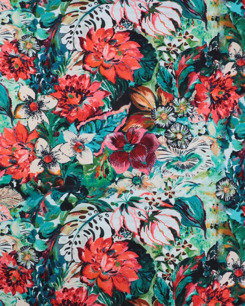 Røde blomster - Viskose jersey
