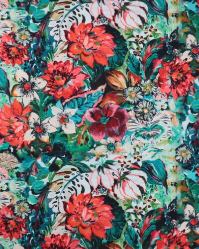 Røde blomster - Viskose jersey
