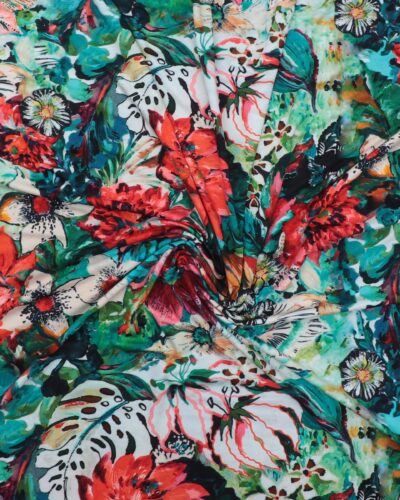 Røde blomster - Viskose jersey 7 Røde blomster - Viskose jersey