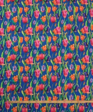 Tulipaner på blå - Viskose jersey