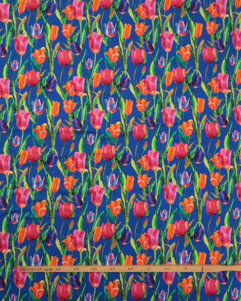Tulipaner på blå - Viskose jersey - Image 2