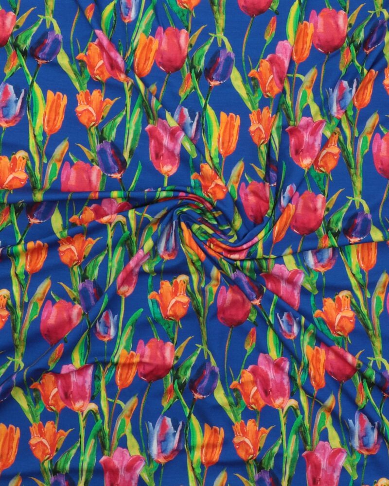 Tulipaner på blå - Viskose jersey - Image 3