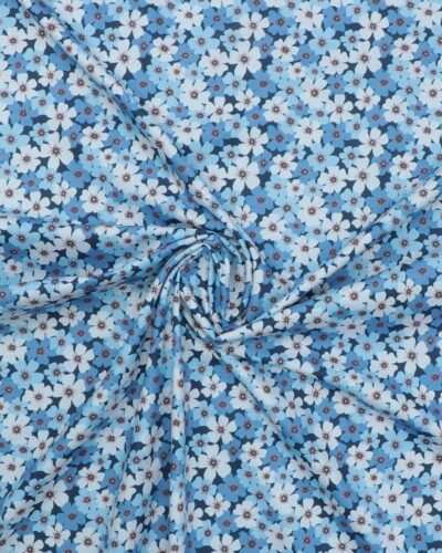 Blå blomster - Bomuld