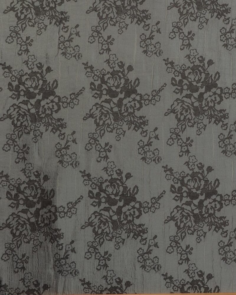 Blank vissengrøn med blomster og krøl - Polyester