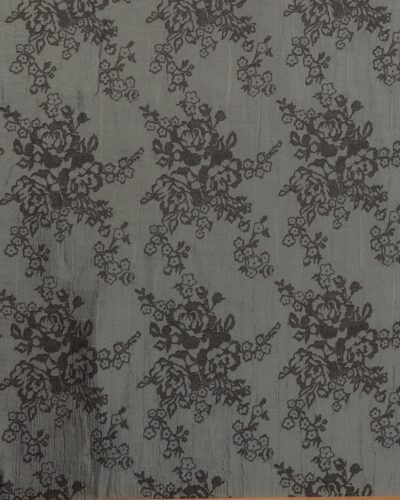 Blank vissengrøn med blomster og krøl - Polyester