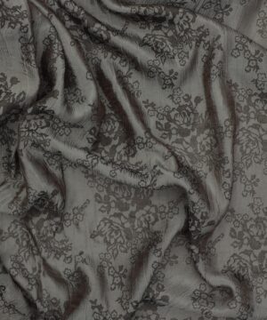 Blank vissengrøn med blomster og krøl - Polyester