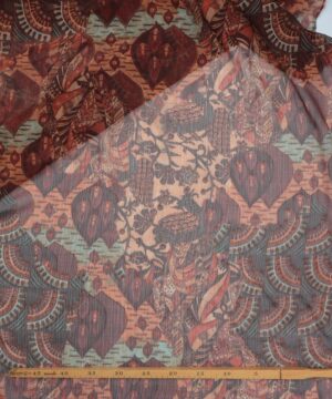 Mønster i rust/brun/orange farver - Chiffon, polyester