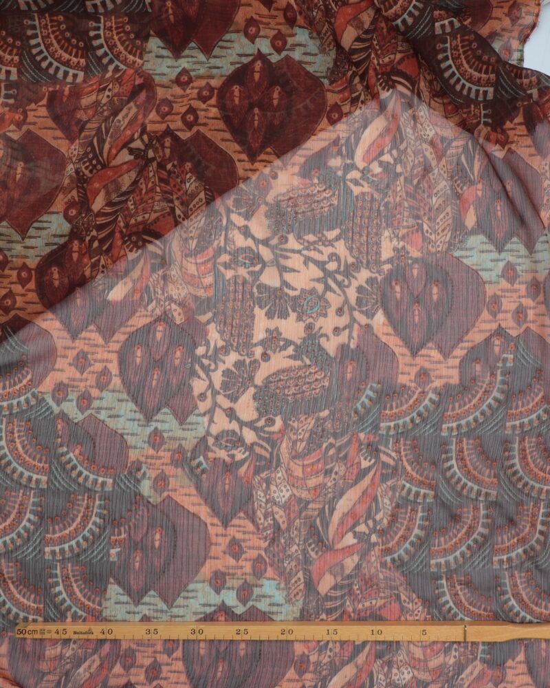 Mønster i rust/brun/orange farver - Chiffon, polyester - Image 2