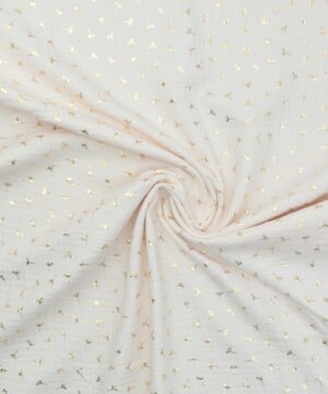 Offwhite m. frøstand i folietrykt guld - Double Gauze/musselin stof