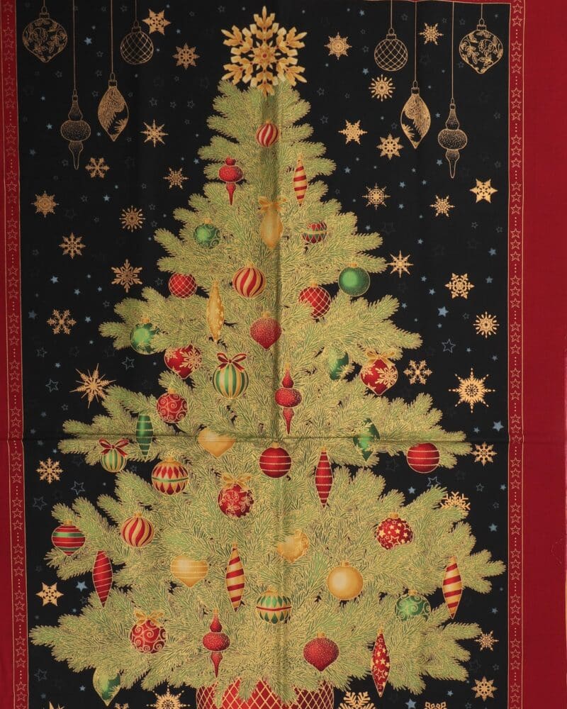 Juletræ på sort m. guld - Patchwork panel