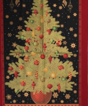 Juletræ på sort m. guld - Patchwork panel