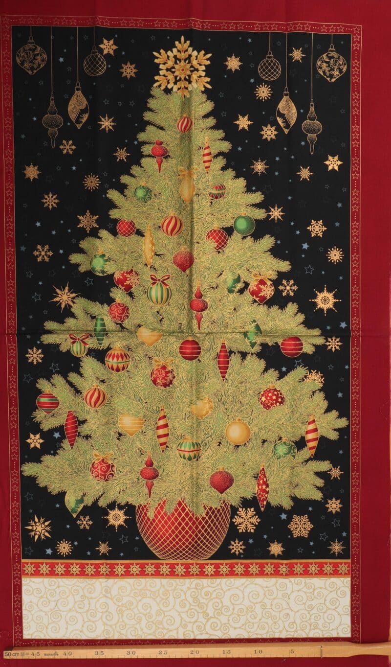 Juletræ på sort m. guld - Patchwork panel - Image 2