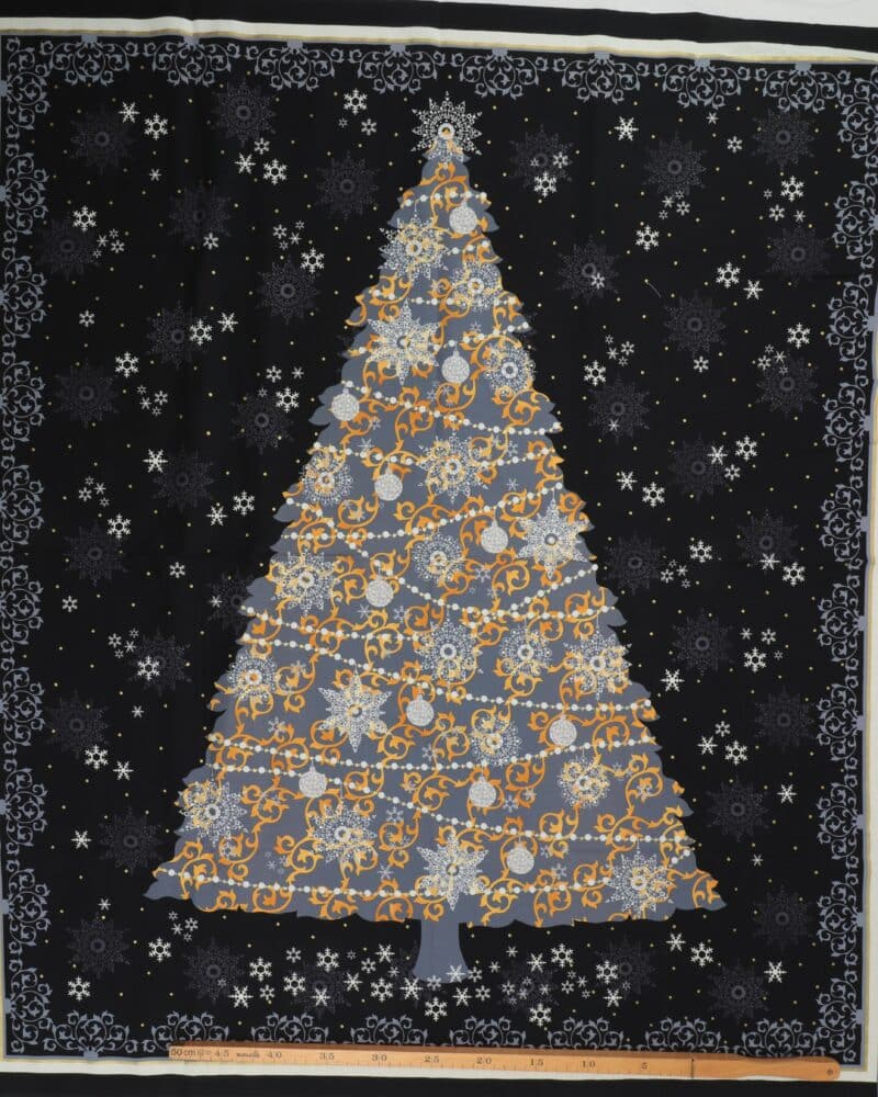 Gråt juletræ på sort - Patchwork panel - Image 2