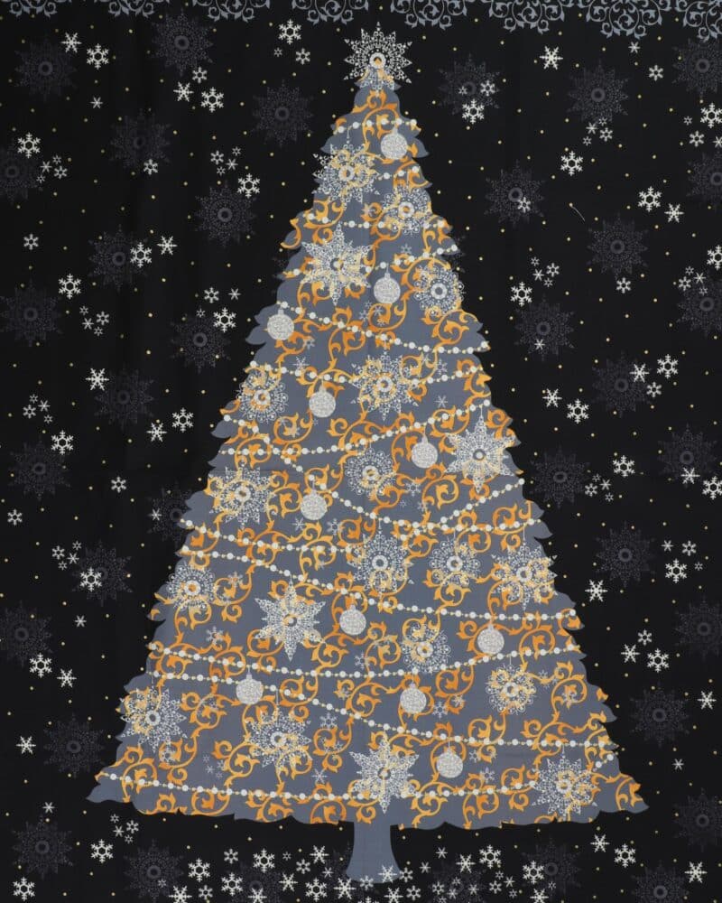 Gråt juletræ på sort - Patchwork panel