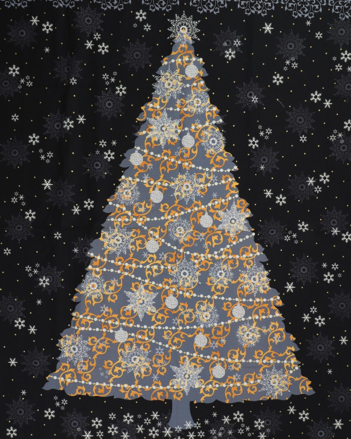 Gråt juletræ på sort - Patchwork panel