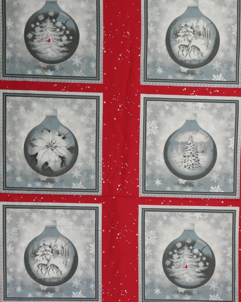 Julekugler i grå, 8 motiver - Patchwork panel