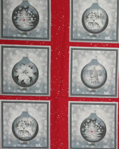 Julekugler i grå, 8 motiver - Patchwork panel
