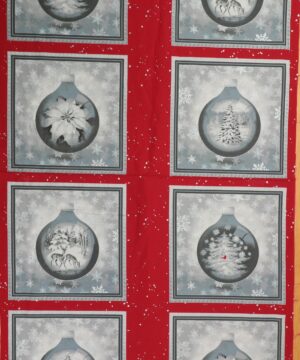 Julekugler i grå, 8 motiver - Patchwork panel